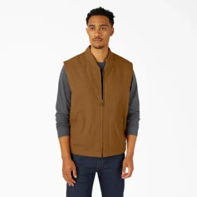 Gilet en toile de coton doublé de polaire à poils longs