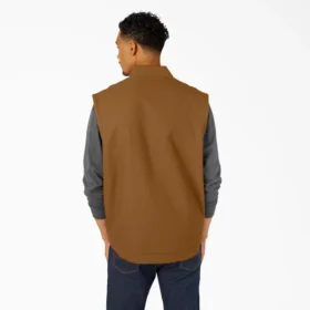 Gilet en toile de coton doublé de polaire à poils longs