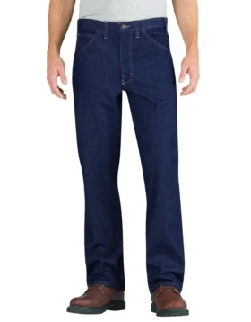 Jeans 5 poches à coupe décontractée et jambes droites, ignifuge