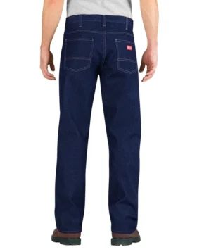 Jeans 5 poches à coupe décontractée et jambes droites, ignifuge
