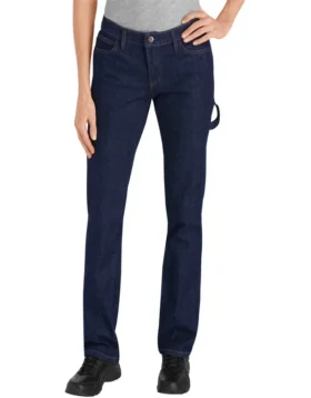 Jeans en denim de style charpentier industriel à coupe décontractée pour femme