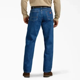 Jeans en denim épais à coupe décontractée et jambes droites
