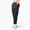 Pantalon cargo court à coupe décontractée et coutures contrastées pour femme