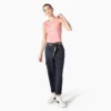 Pantalon cargo court à coupe décontractée et coutures contrastées pour femme