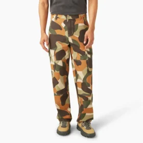 Pantalon cargo en toile de coton imprimé camouflage