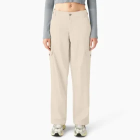Pantalon cargo en toile de coton pour femme, coupe décontractée Pantalon cargo en toile de coton pour femme, coupe décontractée