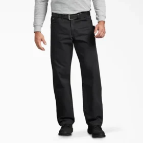 Pantalon de charpentier en toile de coton délavée à coupe décontractée