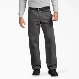 Pantalon de charpentier en toile de coton délavée à coupe décontractée