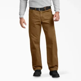 Pantalon de charpentier en toile de coton délavée à coupe décontractée