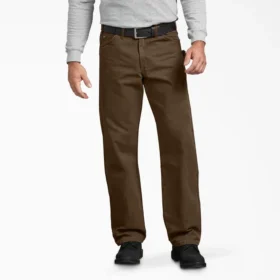 Pantalon de charpentier en toile de coton délavée à coupe décontractée