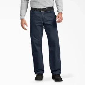 Pantalon de charpentier en toile de coton délavée à coupe décontractée