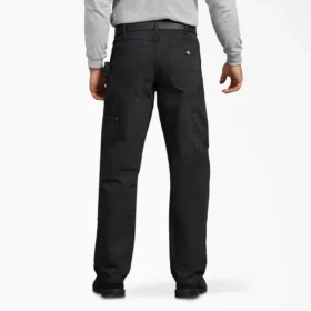 Pantalon de charpentier en toile de coton délavée à coupe décontractée