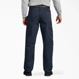 Pantalon de charpentier en toile de coton délavée à coupe décontractée