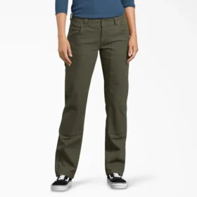 Pantalon de charpentier en toile de coton pour femme, coupe décontractée et extensible