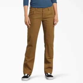 Pantalon de charpentier en toile de coton pour femme, coupe décontractée et extensible