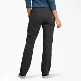 Pantalon de charpentier en toile de coton pour femme, coupe décontractée et extensible