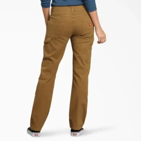 Pantalon de charpentier en toile de coton pour femme, coupe décontractée et extensible