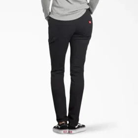 Pantalon de menuisier en toile de coton pour femme, coupe ajustée et extensible