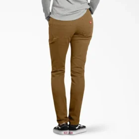 Pantalon de menuisier en toile de coton pour femme, coupe ajustée et extensible