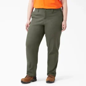Pantalon de menuisier pour femme, coupe droite ample et souple, en toile de coton