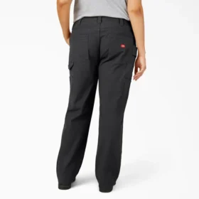 Pantalon de menuisier pour femme, coupe droite ample et souple, en toile de coton