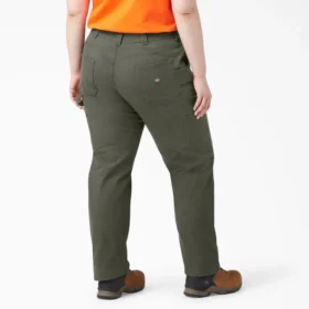 Pantalon de menuisier pour femme, coupe droite ample et souple, en toile de coton