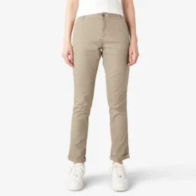 Pantalon de menuisier slim droit à ourlet roulé pour femme