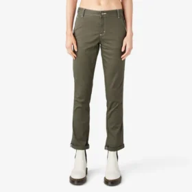 Pantalon de menuisier slim droit à ourlet roulé pour femme
