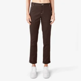 Pantalon de menuisier slim droit à ourlet roulé pour femme