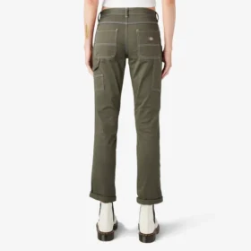 Pantalon de menuisier slim droit à ourlet roulé pour femme
