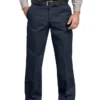 Pantalon en sergé à taille confortable, coupe décontractée et jambes droites