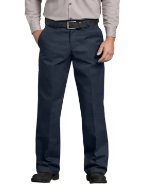 Pantalon en sergé à taille confortable, coupe décontractée et jambes droites