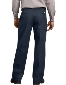 Pantalon en sergé à taille confortable, coupe décontractée et jambes droites