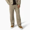 Pantalon en toile de coton Double Knee, coupe décontractée et coutures contrastées
