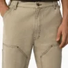 Pantalon en toile de coton Double Knee, coupe décontractée et coutures contrastées