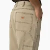 Pantalon en toile de coton Double Knee, coupe décontractée et coutures contrastées