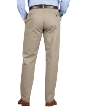 Pantalon kaki à coupe droite et jambes fuselées