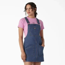 Robe-salopette en denim coupe classique pour femme