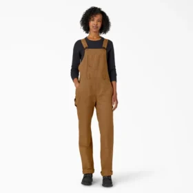 Salopette à bretelles en toile de coton pour femme, coupe droite