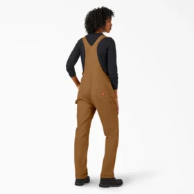 Salopette à bretelles en toile de coton pour femme, coupe droite