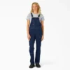 Salopette en denim à double poitrine pour femme, coupe droite Salopette en denim à double poitrine pour femme, coupe droite
