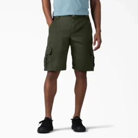 Shorts cargo en coton duck à coupe décontractée Flex, 28 cm