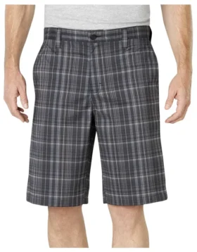 Shorts à carreaux Performance Flex 28 cm, coupe décontractée et devant plat