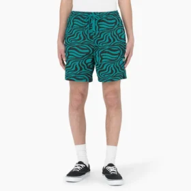 Shorts à cordon de serrage coupe moderne à imprimé zèbre, 15 cm