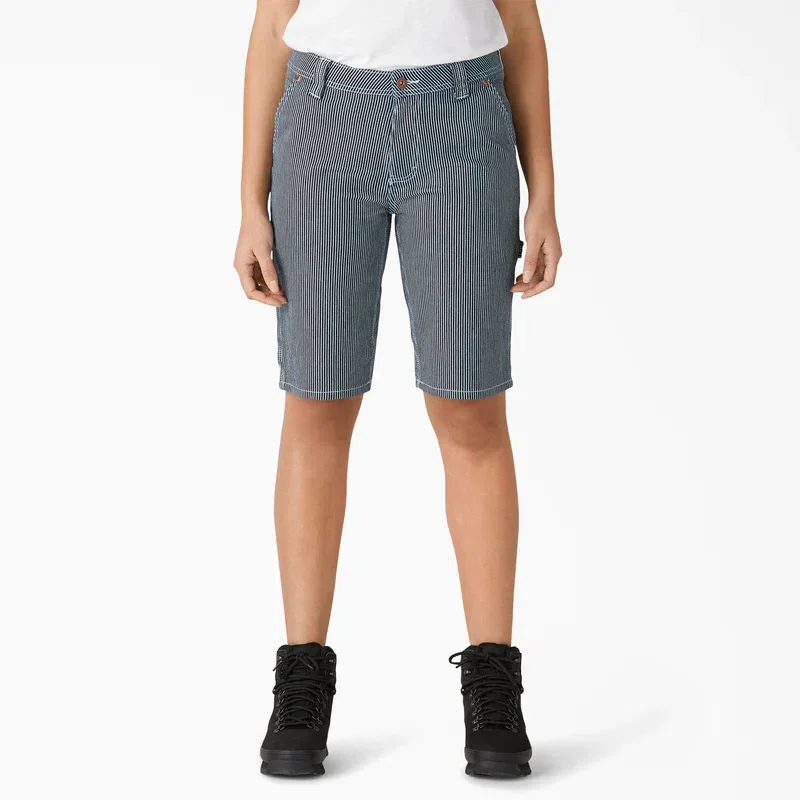 Shorts de menuisier à rayures Hickory coupe décontractée pour femme, 28 cm Shorts de menuisier à rayures Hickory coupe décontractée pour femme, 28 cm