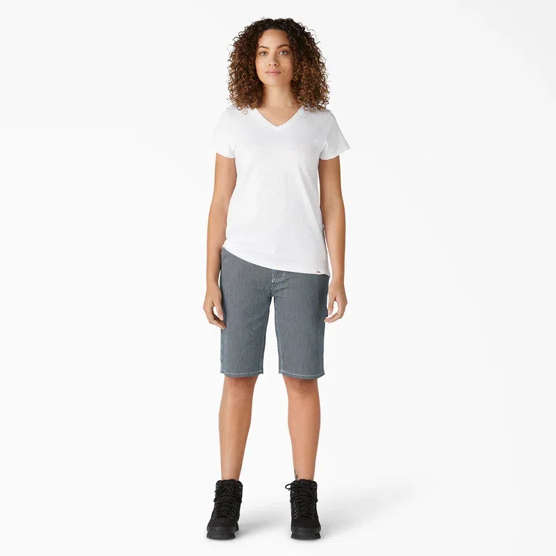 Shorts de menuisier à rayures Hickory coupe décontractée pour femme, 28 cm Shorts de menuisier à rayures Hickory coupe décontractée pour femme, 28 cm