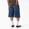Shorts en denim de charpentier délavé et ample, 33 cm