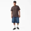 Shorts en denim de charpentier délavé et ample, 33 cm