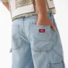 Shorts en denim de charpentier délavé et ample, 33 cm