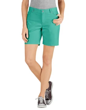 Shorts en toile stretch coupe décontractée 7 pouces pour femme Shorts en toile stretch coupe décontractée 7 pouces pour femme